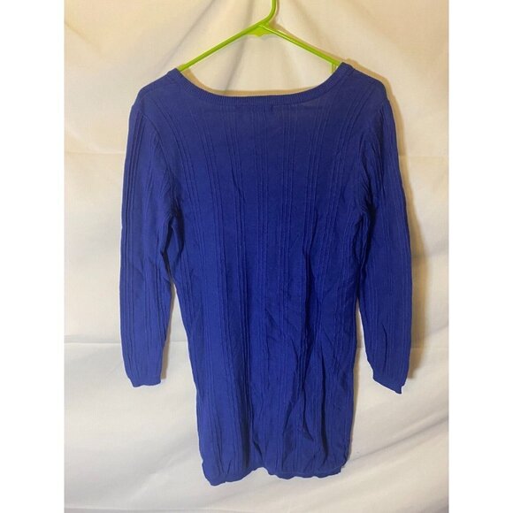 NEW NWT DAISY FUENTES BLUE PULLOVER SWEATER WOMENS SIZE MEDIUM M TUNIC - Picture 2 of 2